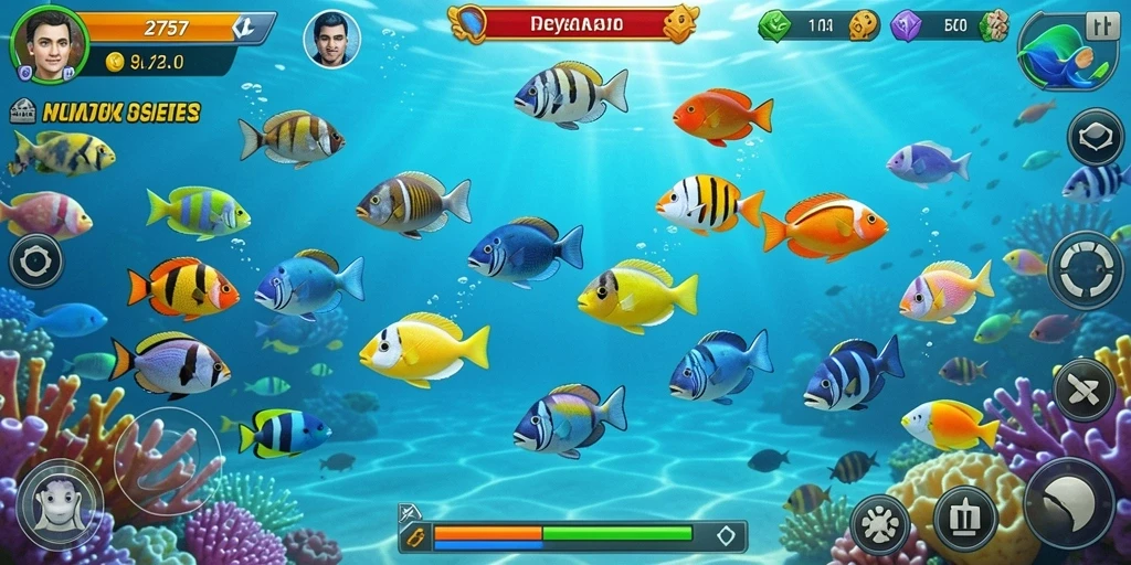Tampilan dinamis gameplay Tembak Ikan di aplikasi 2757.