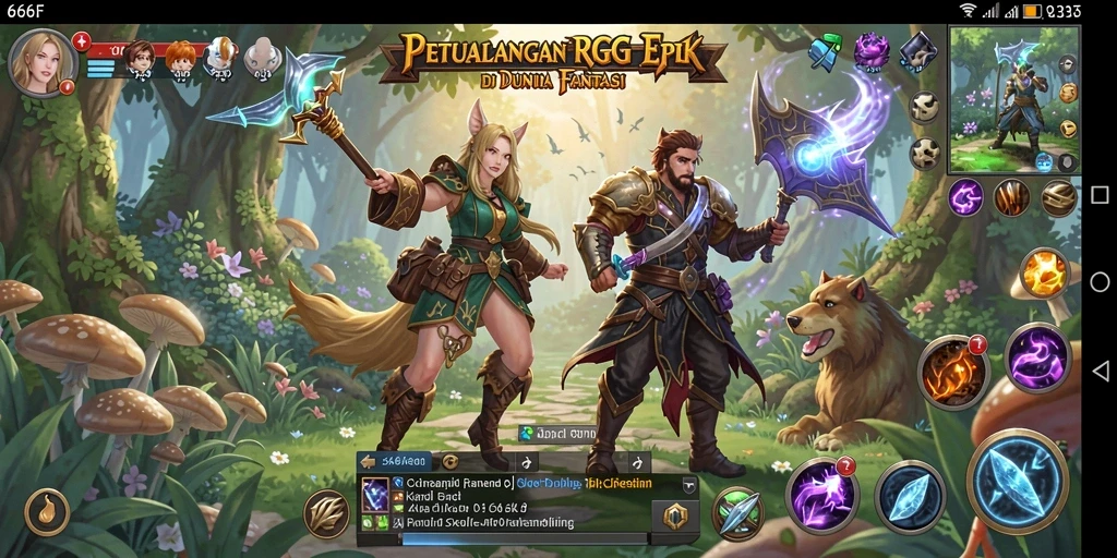Screenshot gameplay <strong>666F</strong> yang menunjukkan aksi pertarungan di dunia fantasi.