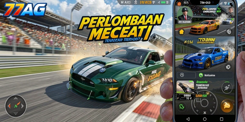 Tampilan gameplay menegangkan dalam balapan mobil 77AG.