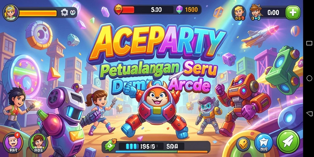 Tangkapan layar menampilkan gameplay seru di ACEPARTY dengan karakter yang beraksi.