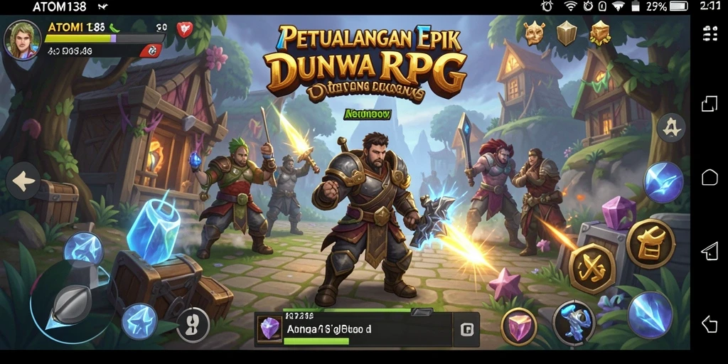 Gambar tangkapan layar dari gameplay RPG yang memukau dalam ATOM138.