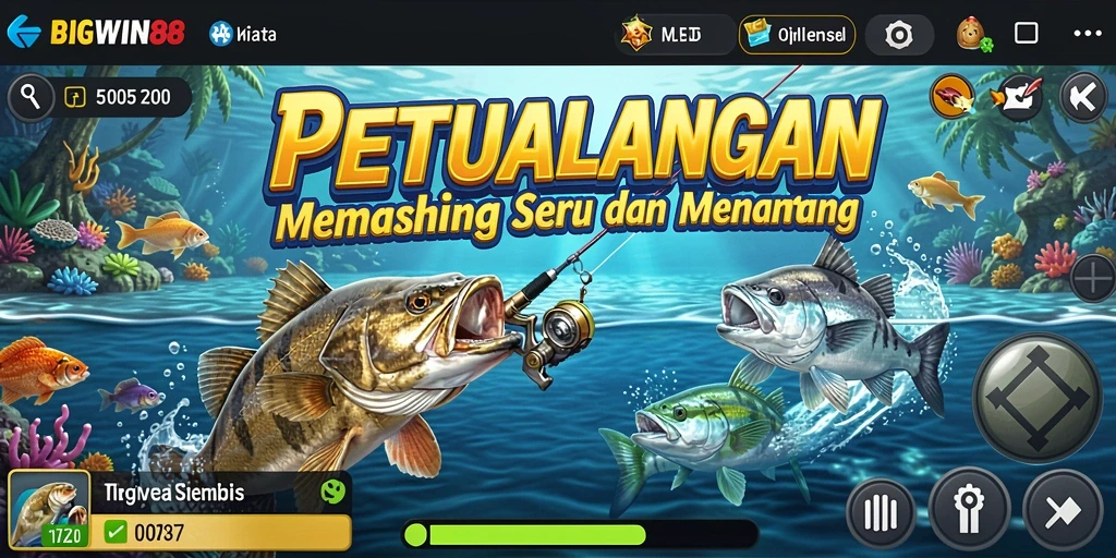 Tangkapan layar gameplay BIGWIN88 dengan momen seru memancing ikan.