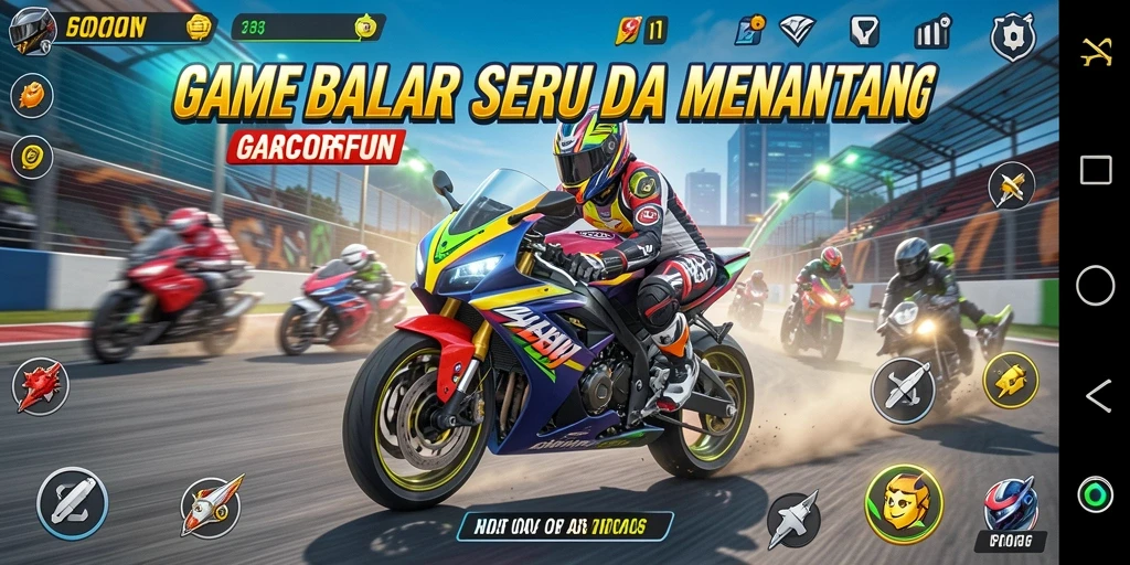 Tampilan gameplay balapan motor yang seru dan penuh adrenalin.