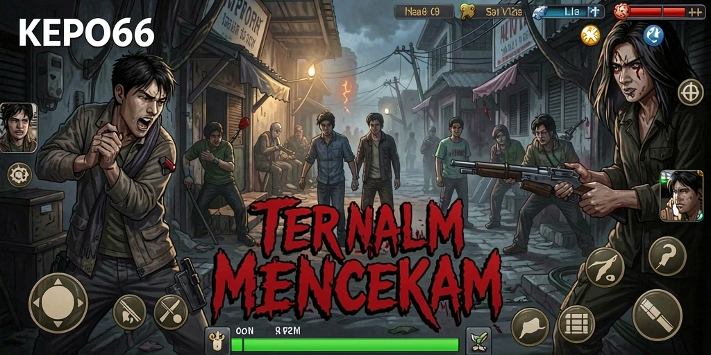 Screenshot menampilkan gameplay menegangkan dalam KEPO66 dengan suasana horor yang menyeramkan.