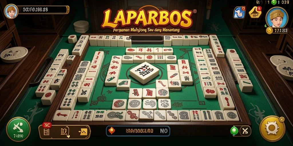 Screenshot gameplay LAPARBOS menampilkan papan Mahjong yang menarik dan menantang.
