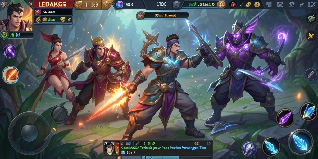 Gameplay mendebarkan dalam arena pertempuran MOBA.