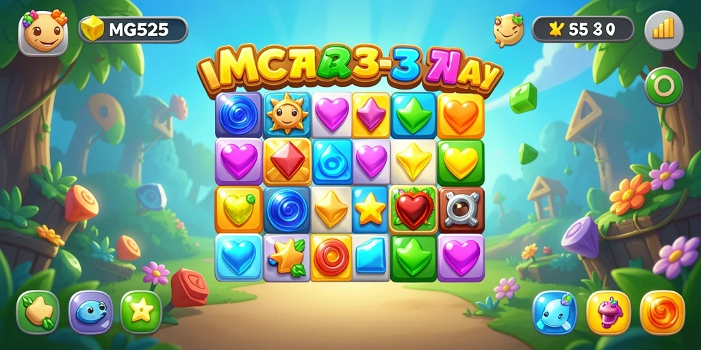 Tampilan gameplay MG525 yang menyenangkan dengan aksi match-3.