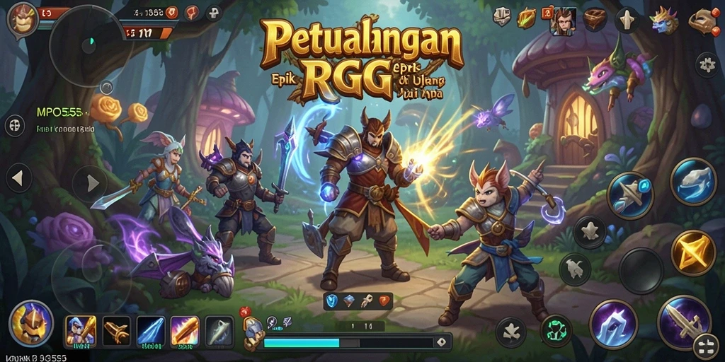 Screenshot MPO555 menampilkan aksi seru dalam pertempuran RPG.