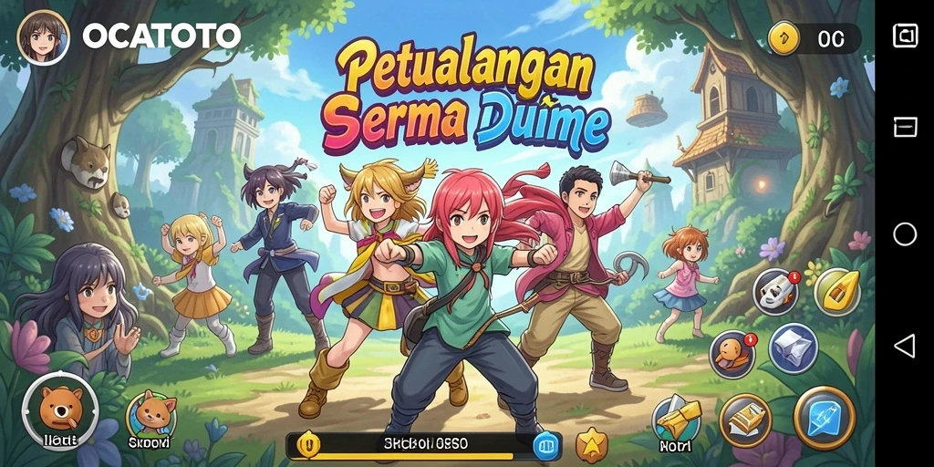 Tampilan gameplay OCATOTO yang penuh warna dan karakter unik.