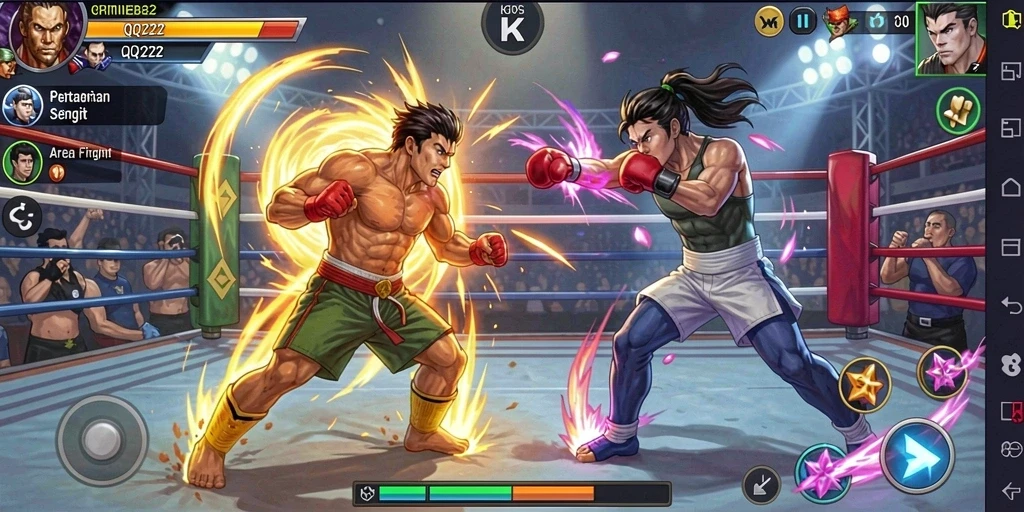Tampilan gameplay QQ222 dengan pertarungan penuh aksi dan grafis menakjubkan.