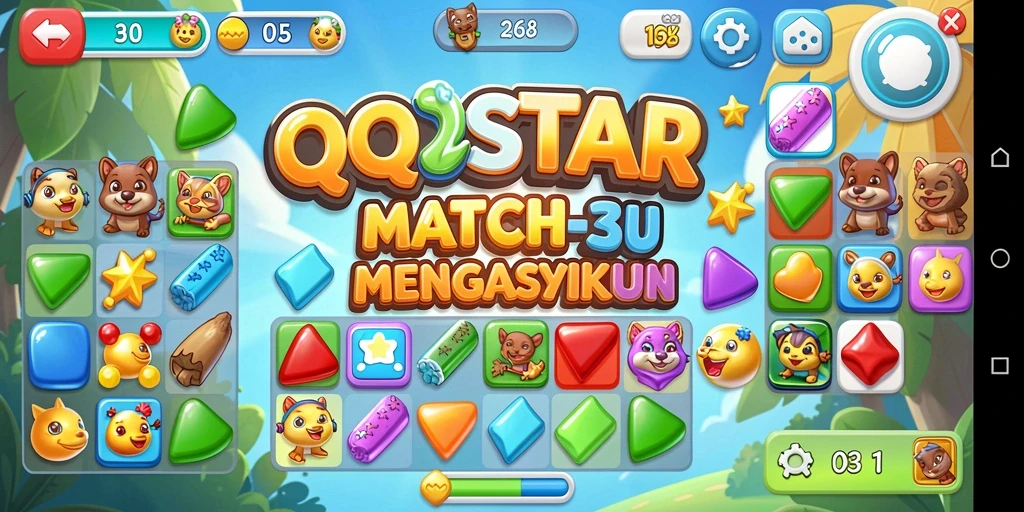 Tangkapan layar menampilkan gameplay menarik dari permainan Match-3.