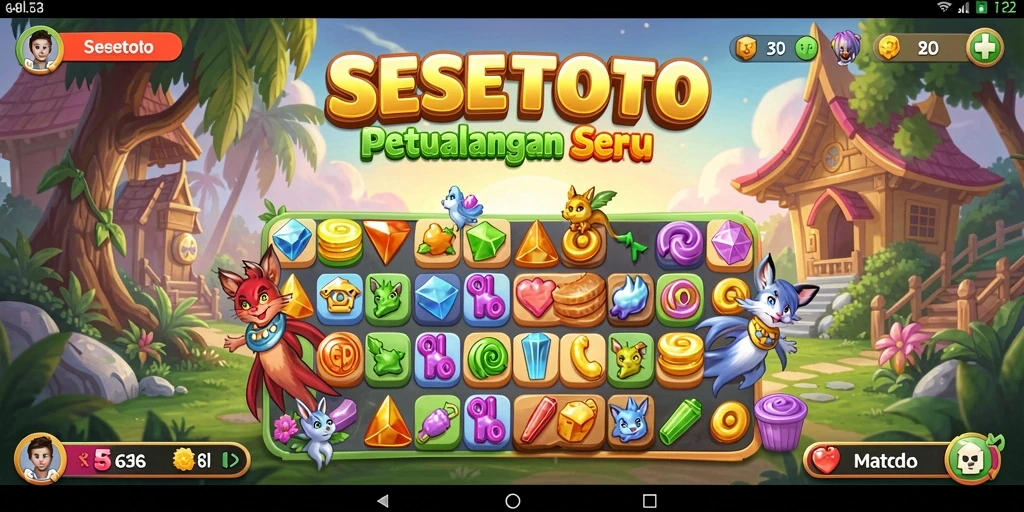 Tampilan gameplay menawan SESETOTO dalam aksi Match-3.