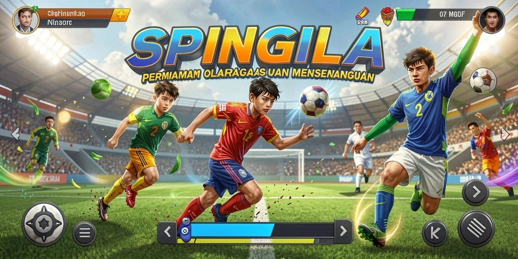 Tampilan gameplay SPINGILA yang mendebarkan dan penuh aksi olahraga.