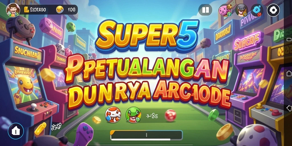 Screenshot utama SUPER5 menampilkan aksi seru dalam gameplay Arcade.