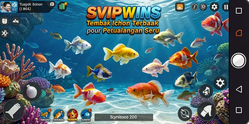 Tampilan screenshot gameplay menarik dari SVIPWINS dengan ikan beraneka ragam.