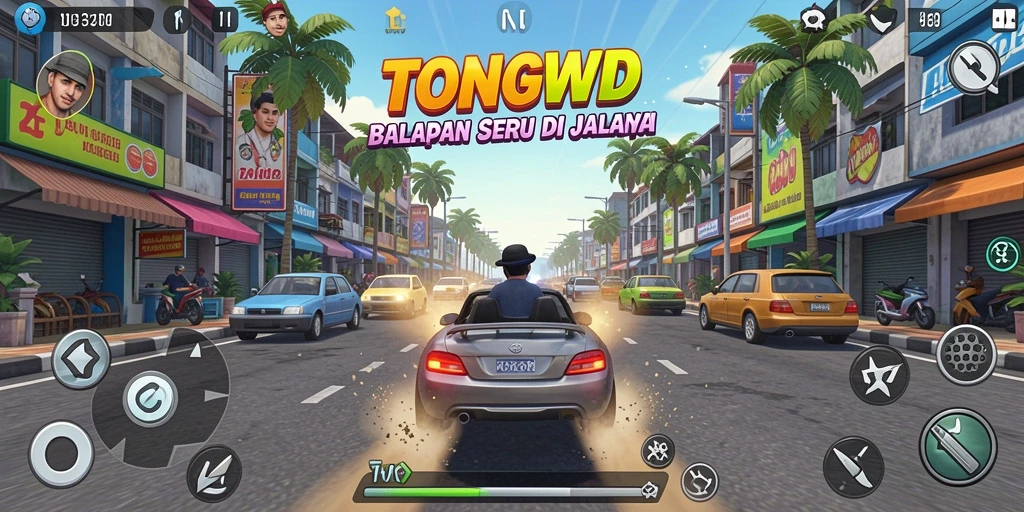 Tampilan gameplay yang menegangkan dalam balapan mobil.
