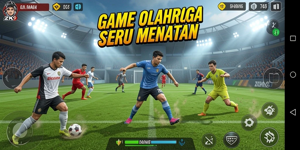 Gameplay mendebarkan dalam ZK9 menampilkan aksi olahraga yang seru.